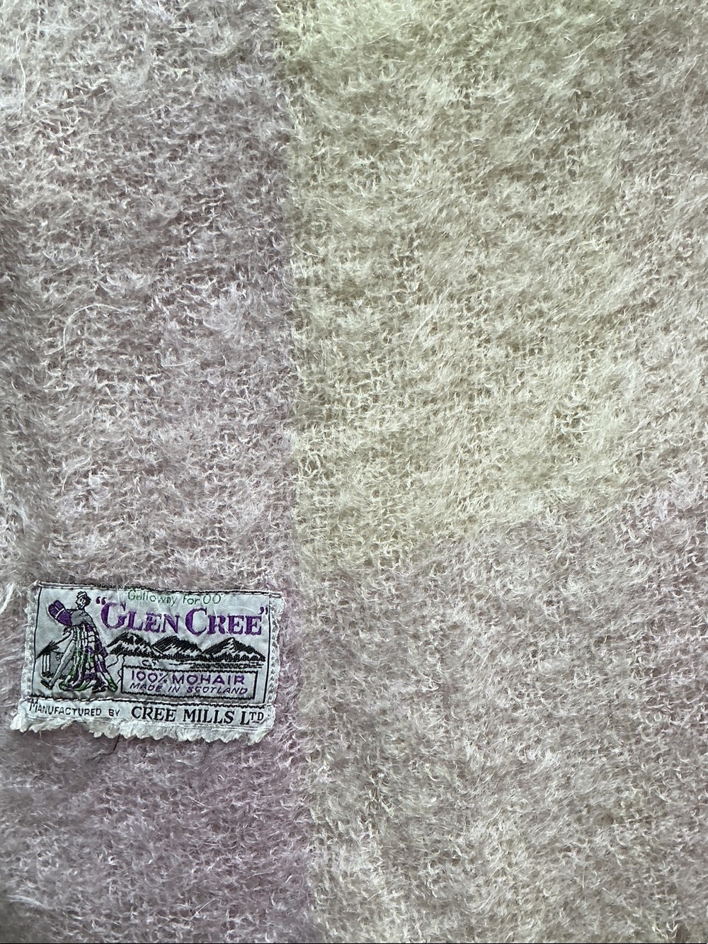 Vintage Mohair Cree Mills Scotland Bed Throw
